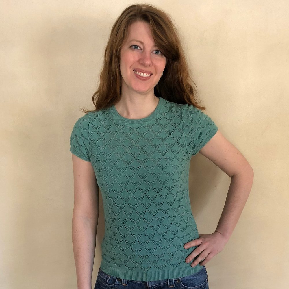 ModCloth mint short sleeve perforated sweater top